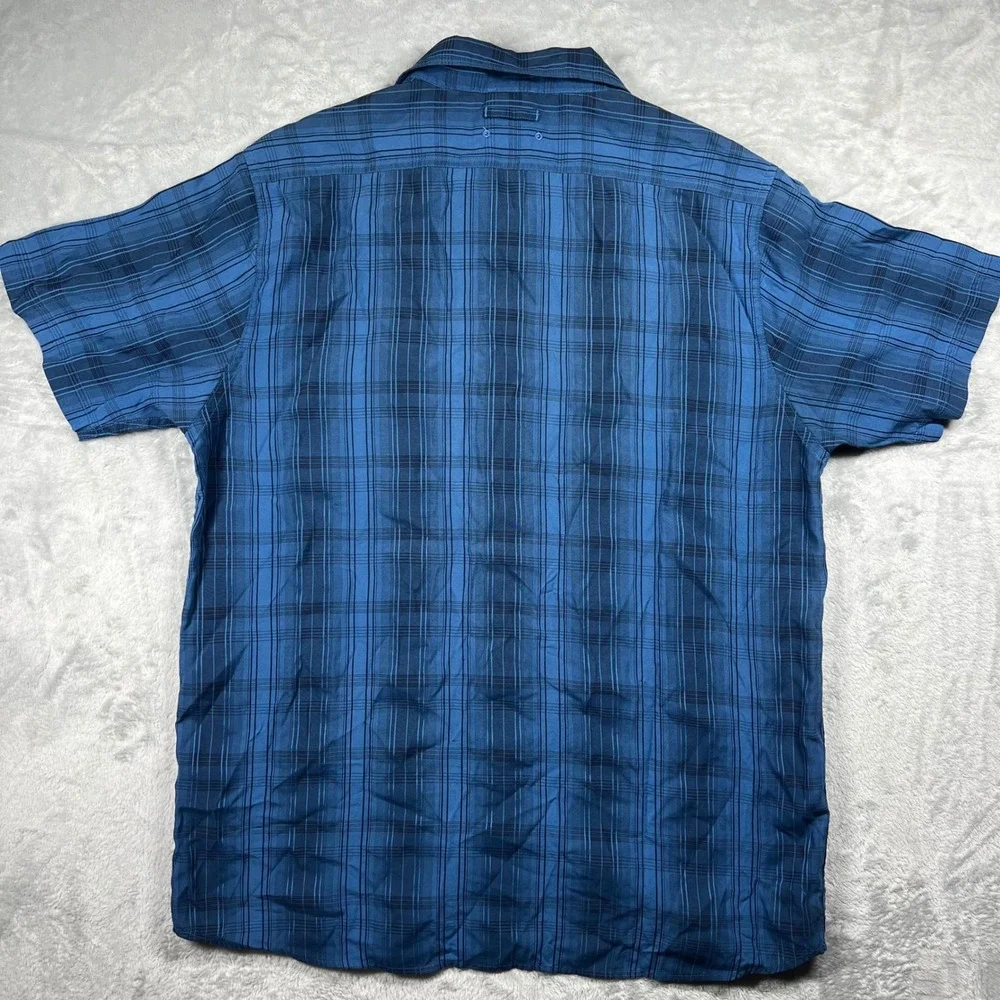 The‎ North Face Mens XL Blue Plaid Short Sleeve Button Down Hiking Shirt Pocket